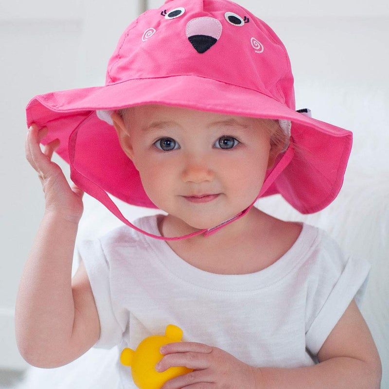 ZOOCCHINI Baby & Toddler Sun Hat â€“ UPF 50+ Protection, Lightweight Quick-Drying Microfiber, for Beach, Pool, and Outdoor Fun, Small (3-6 Months), Franny The Flamingo - Image 2